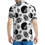 Black And White American Football Print Men's Polo Shirt