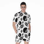 Black And White American Football Print Men's Rompers