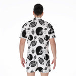 Black And White American Football Print Men's Rompers