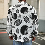 Black And White American Football Print Men's Shirt Jacket