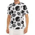 Black And White American Football Print Men's Short Sleeve Rash Guard