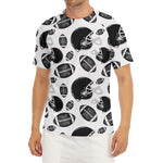 Black And White American Football Print Men's Short Sleeve Rash Guard