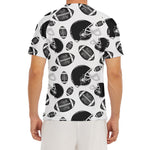 Black And White American Football Print Men's Short Sleeve Rash Guard