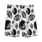 Black And White American Football Print Men's Sports Shorts