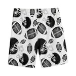 Black And White American Football Print Men's Sports Shorts