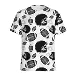 Black And White American Football Print Men's Sports T-Shirt