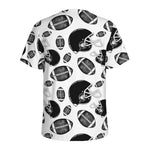 Black And White American Football Print Men's Sports T-Shirt
