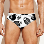 Black And White American Football Print Men's Swim Briefs