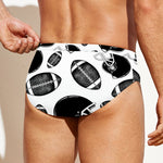 Black And White American Football Print Men's Swim Briefs