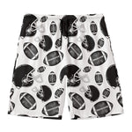 Black And White American Football Print Men's Swim Trunks