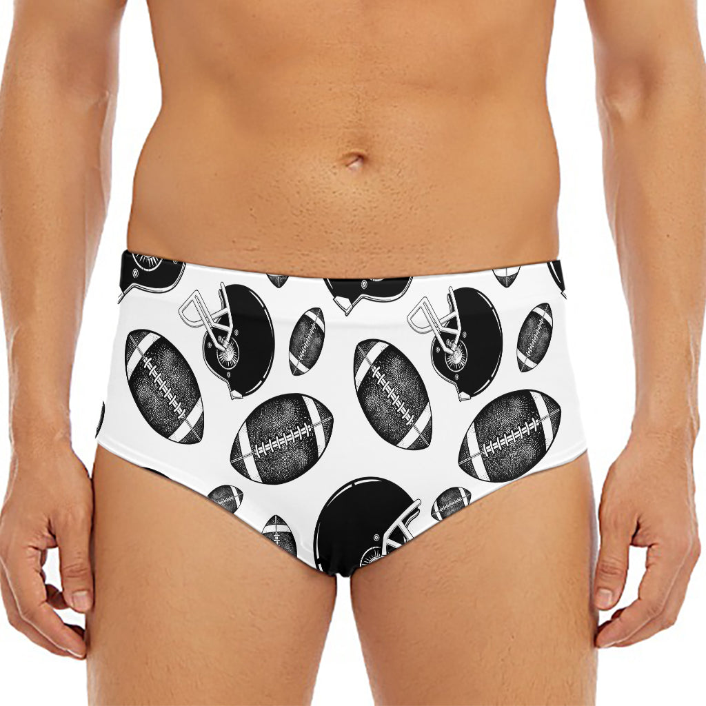 Black And White American Football Print Men's Triangle Swim Briefs