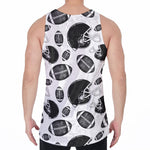 Black And White American Football Print Men's Velvet Tank Top