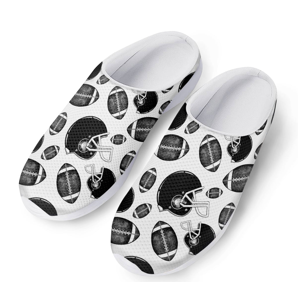 Black And White American Football Print Mesh Casual Shoes