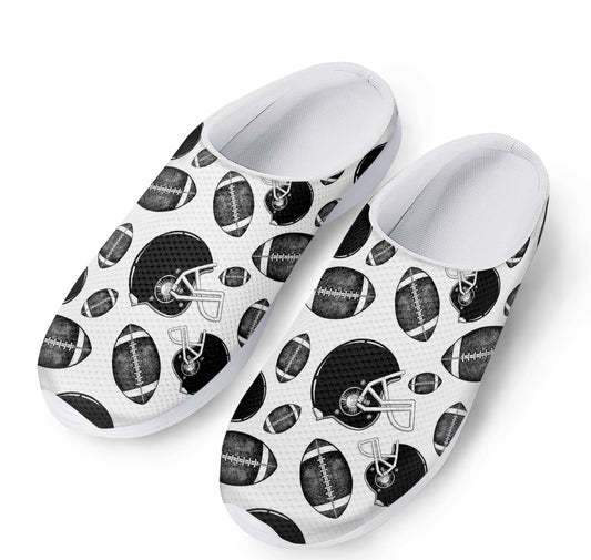 Black And White American Football Print Mesh Casual Shoes