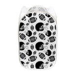 Black And White American Football Print Mesh Laundry Hamper