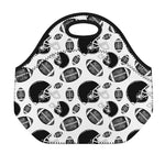 Black And White American Football Print Neoprene Lunch Bag