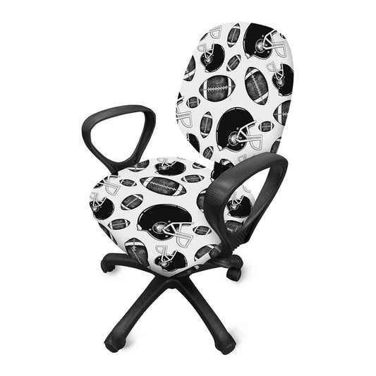 Black And White American Football Print Office Chair Cover