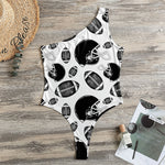 Black And White American Football Print One Shoulder Bodysuit