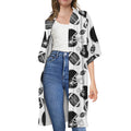 Black And White American Football Print Open Front Beach Cover Up