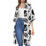 Black And White American Football Print Open Front Beach Cover Up
