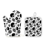 Black And White American Football Print Oven Mitt And Pot Holder Set