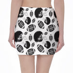 Black And White American Football Print Pencil Mini Skirt