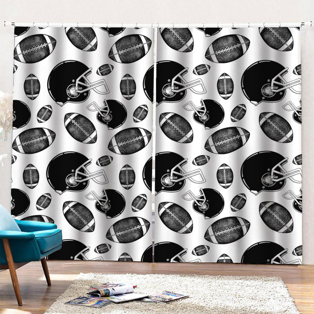 Black And White American Football Print Pencil Pleat Curtains