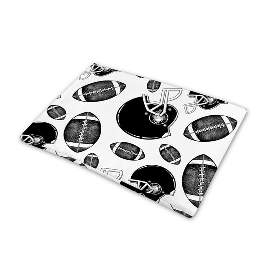Black And White American Football Print Pet Cooling Mat Cover