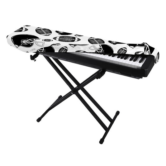 Black And White American Football Print Piano Keyboard Cover