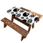 Black And White American Football Print Picnic Table Cover