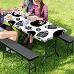 Black And White American Football Print Picnic Table Cover