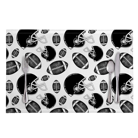 Black And White American Football Print Placemat