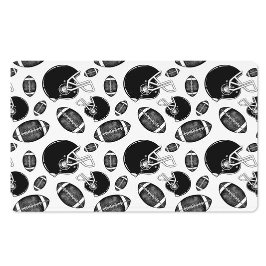 Black And White American Football Print Polyester Doormat
