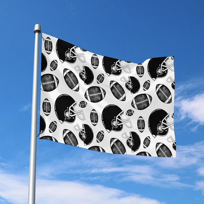 Black And White American Football Print Polyester Flag