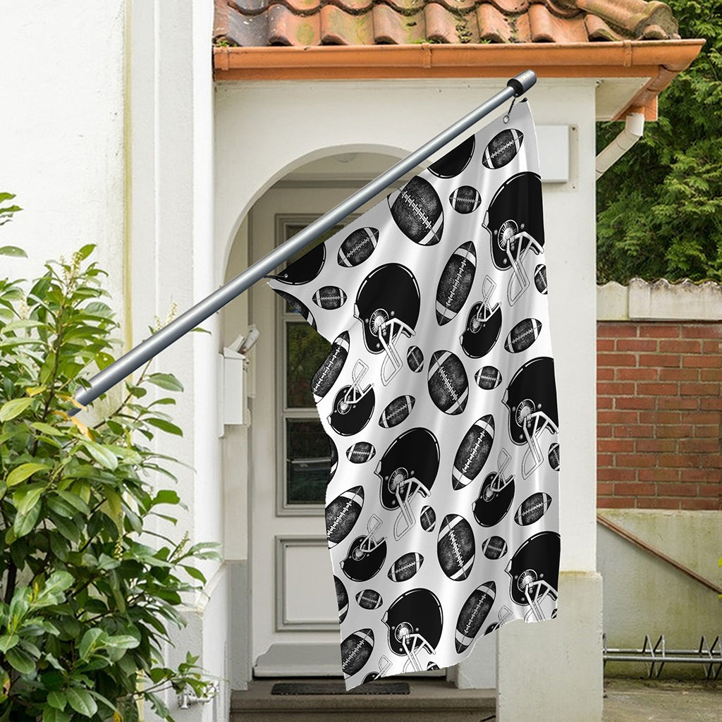 Black And White American Football Print Polyester Flag