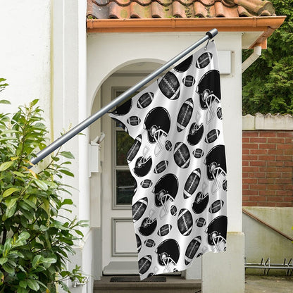 Black And White American Football Print Polyester Flag