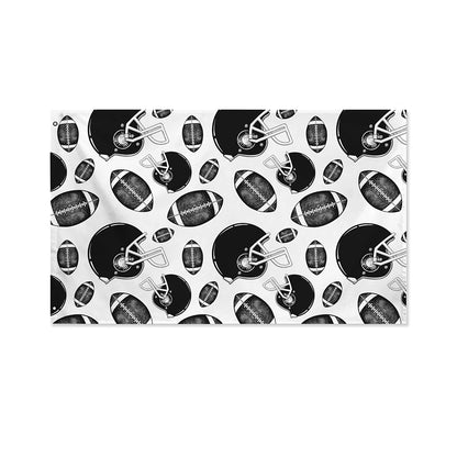 Black And White American Football Print Polyester Flag