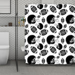 Black And White American Football Print Polyester Shower Curtain