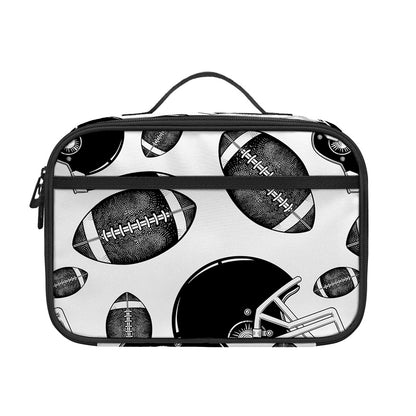 Black And White American Football Print Portable Lunch Bag