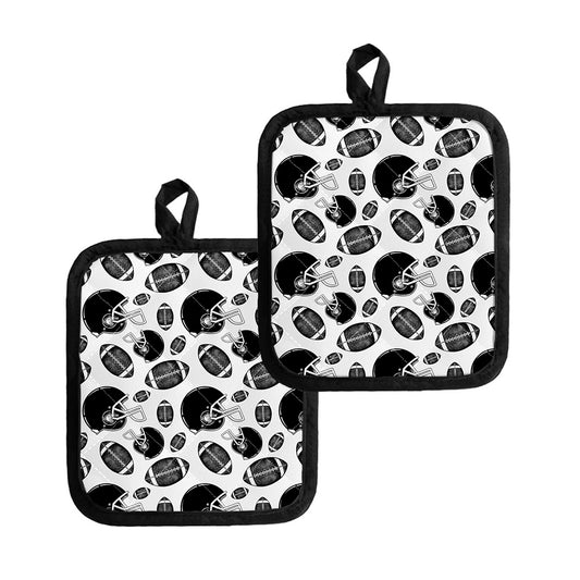 Black And White American Football Print Pot Holders