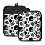 Black And White American Football Print Pot Holders With Pocket