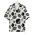 Black And White American Football Print Rayon Hawaiian Shirt
