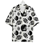 Black And White American Football Print Rayon Hawaiian Shirt