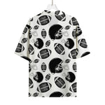 Black And White American Football Print Rayon Hawaiian Shirt