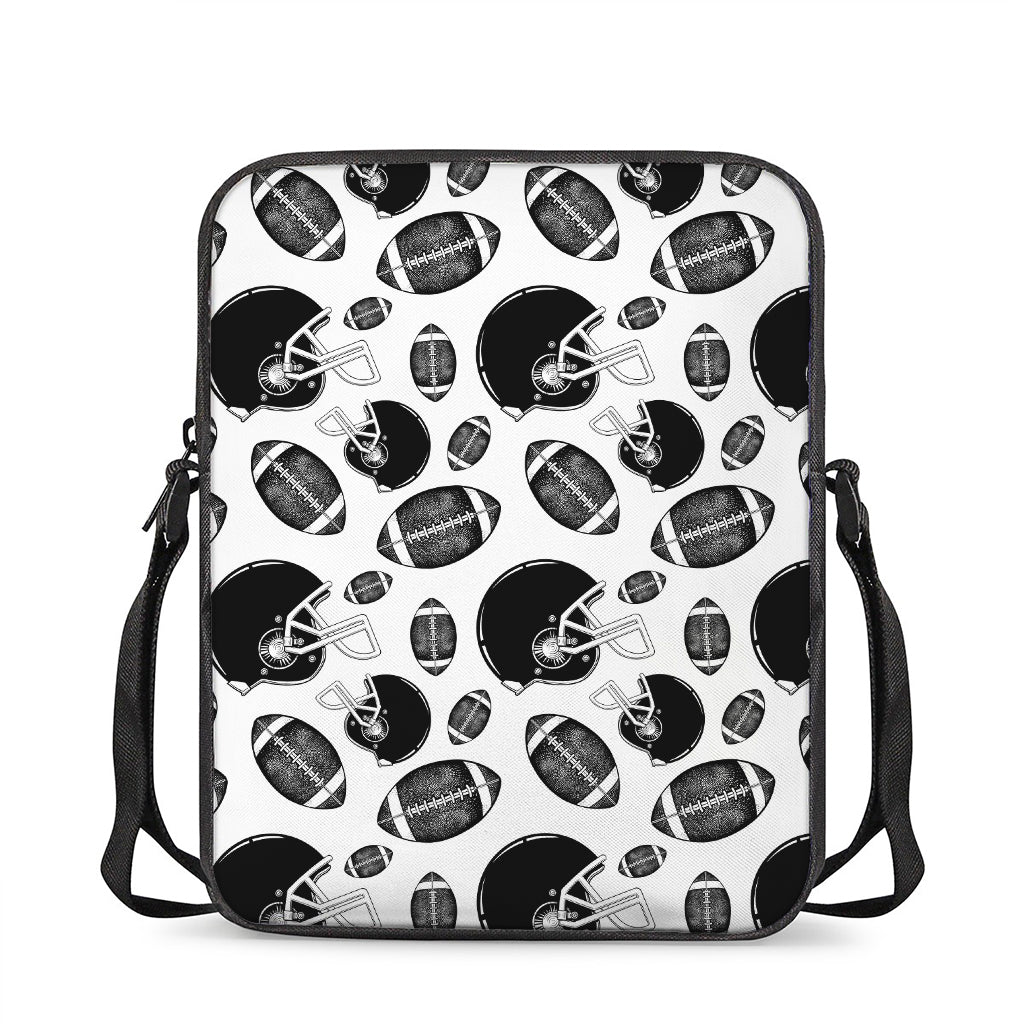 Black And White American Football Print Rectangular Crossbody Bag