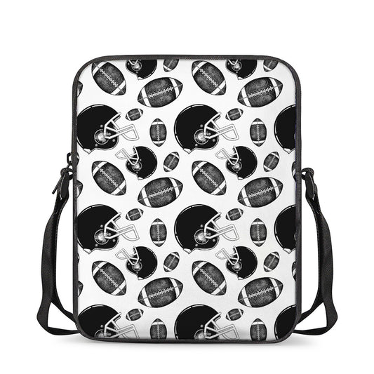 Black And White American Football Print Rectangular Crossbody Bag