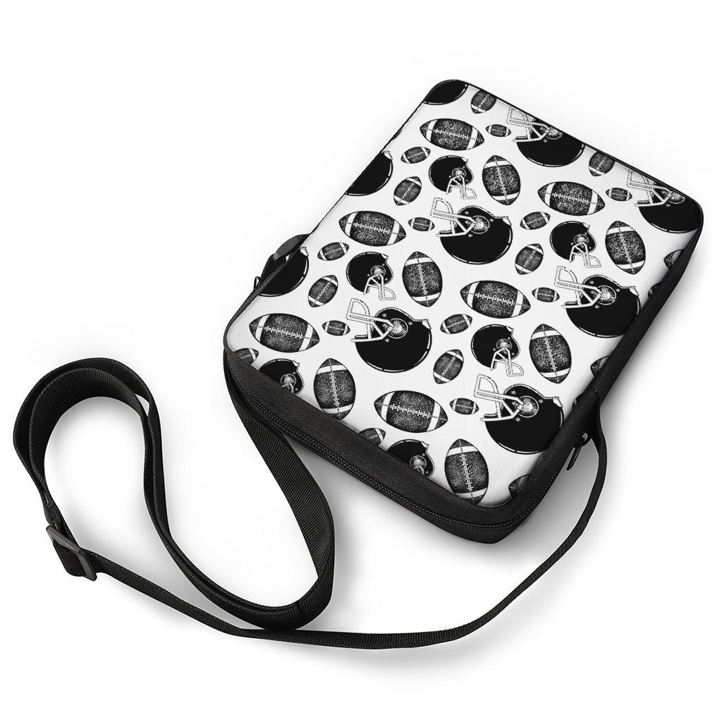 Black And White American Football Print Rectangular Crossbody Bag