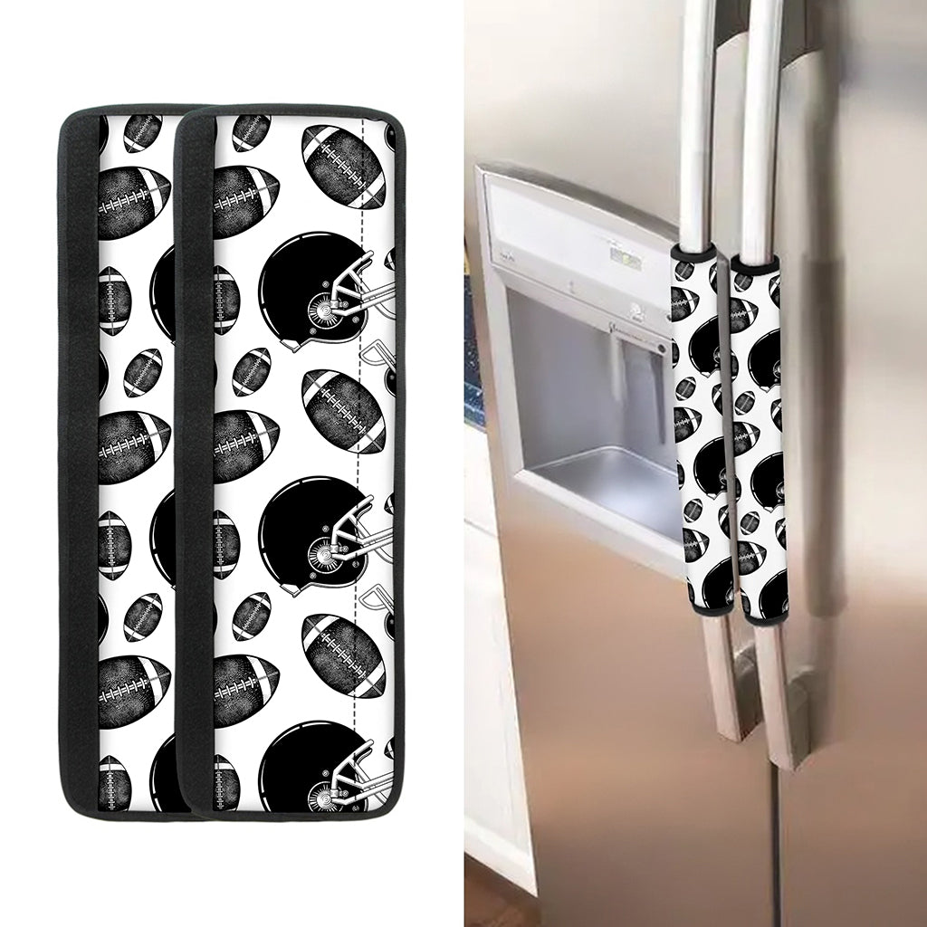 Black And White American Football Print Refrigerator Handle Covers