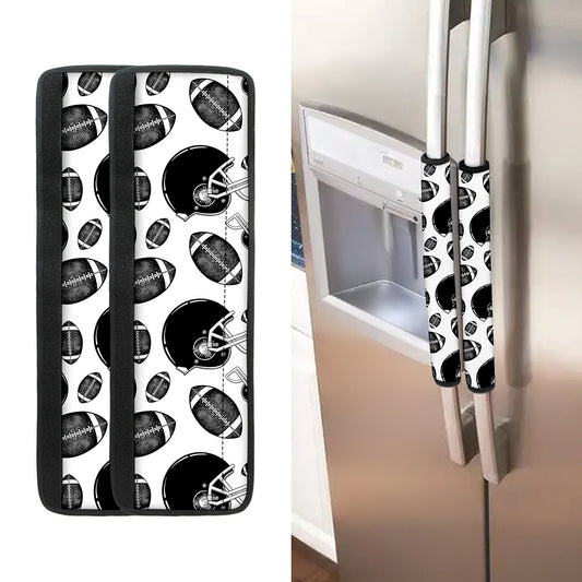 Black And White American Football Print Refrigerator Handle Covers