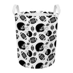 Black And White American Football Print Round Laundry Basket